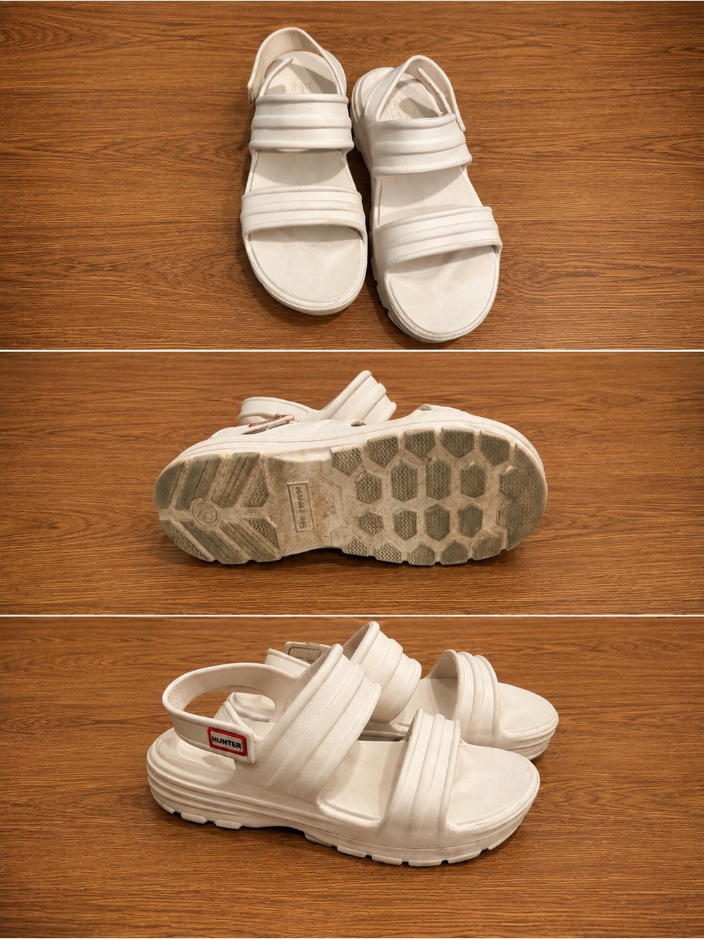 Hunter Bloom Algae White Platform Strappy Sandals